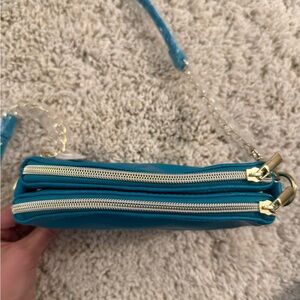 Charming Charlie Blue Double-Zip Crossbody Bag